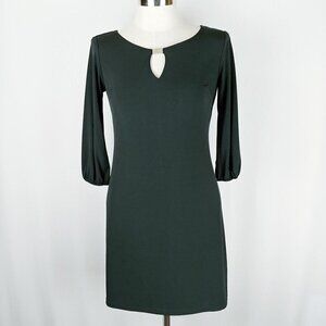 Donna Ricco‎ Sheath Dress Womens 4 Black 3/4 Sleeve Keyhole Neck Exposed Zipper